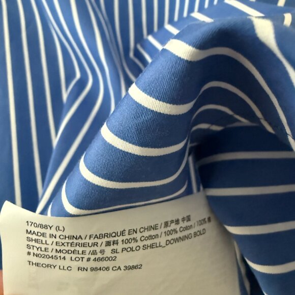 Theory Sleeveless Blouse - Size Large - Blue and White Stipes - Picture 4 of 4